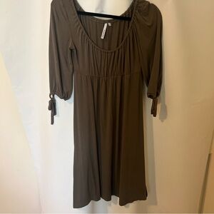 Michael Stars Cotton Dress, Ruched Front OS Olive Green